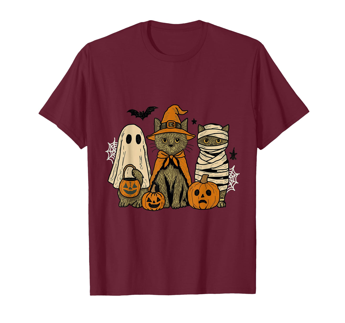 Black Cat Witch Scary Halloween Boo Ghosts T-Shirt