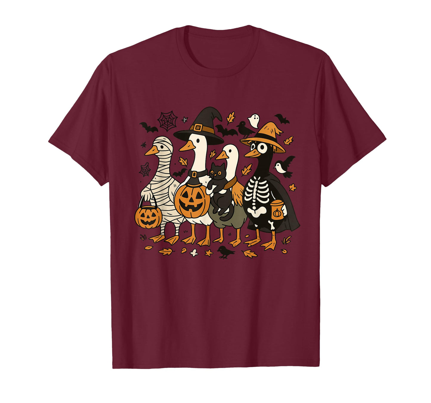 Funny Halloween Spooky Goose Witch Mummy Skeleton Cute T-Shirt