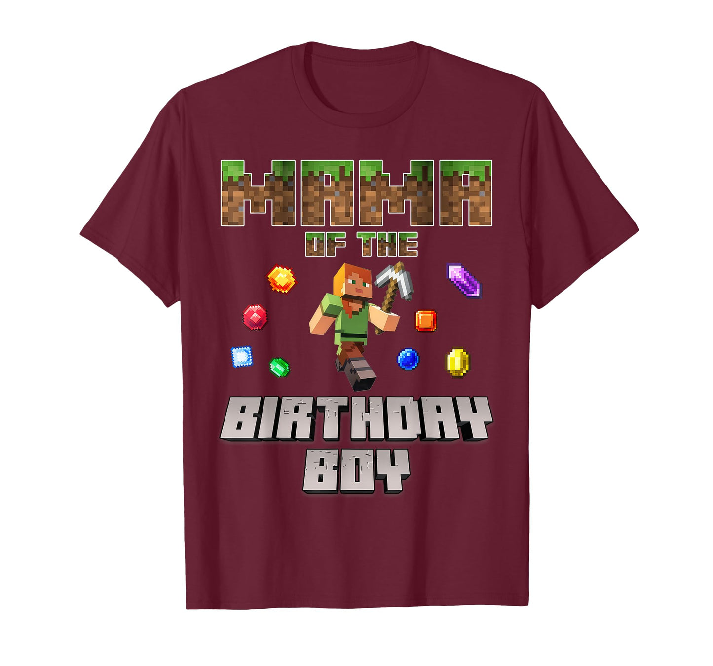 Mama Of The Birthday Boy Video Gamer Pixel Number T-Shirt