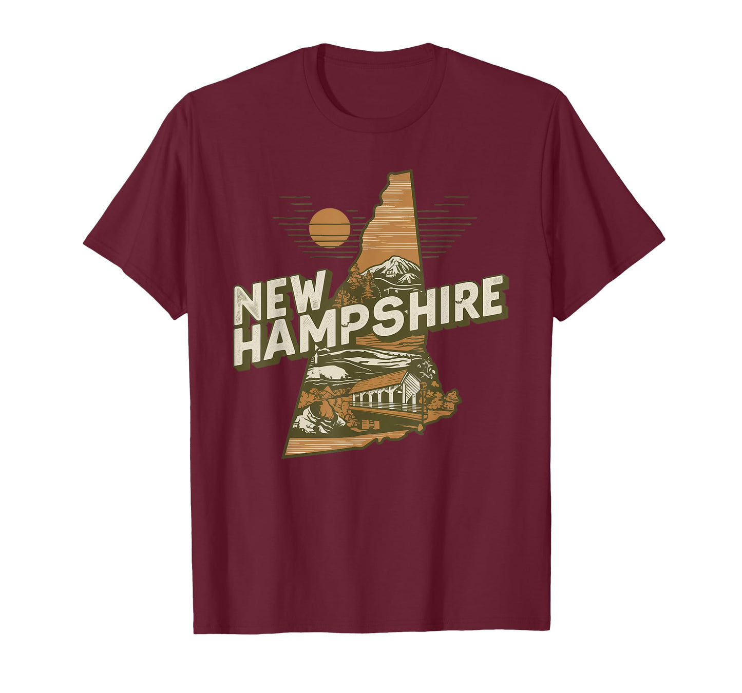 New Hampshire Souvenirs for Men, Women & Kids New Hampshire Retro State T-Shirt - Black, Small