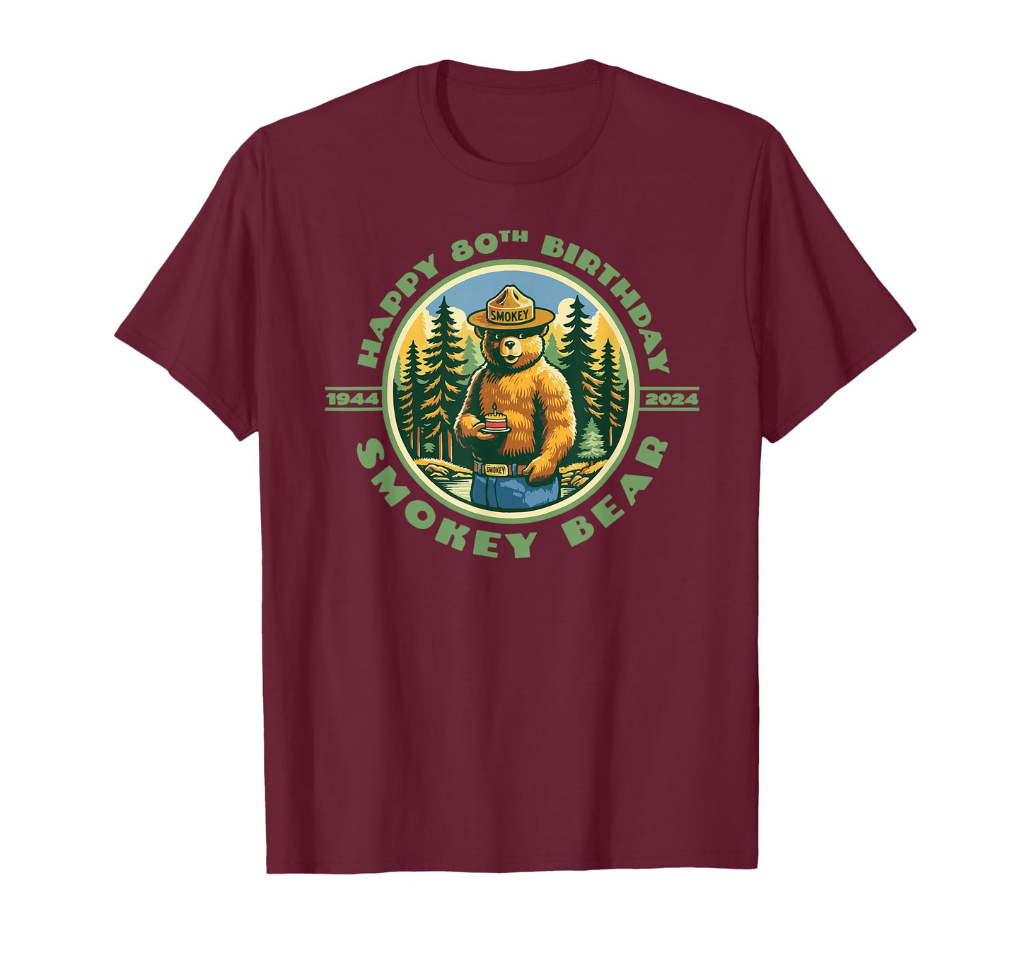 Happy 80th Birthday Smokey Bear 1944-2024 Retro Cupcake T-Shirt