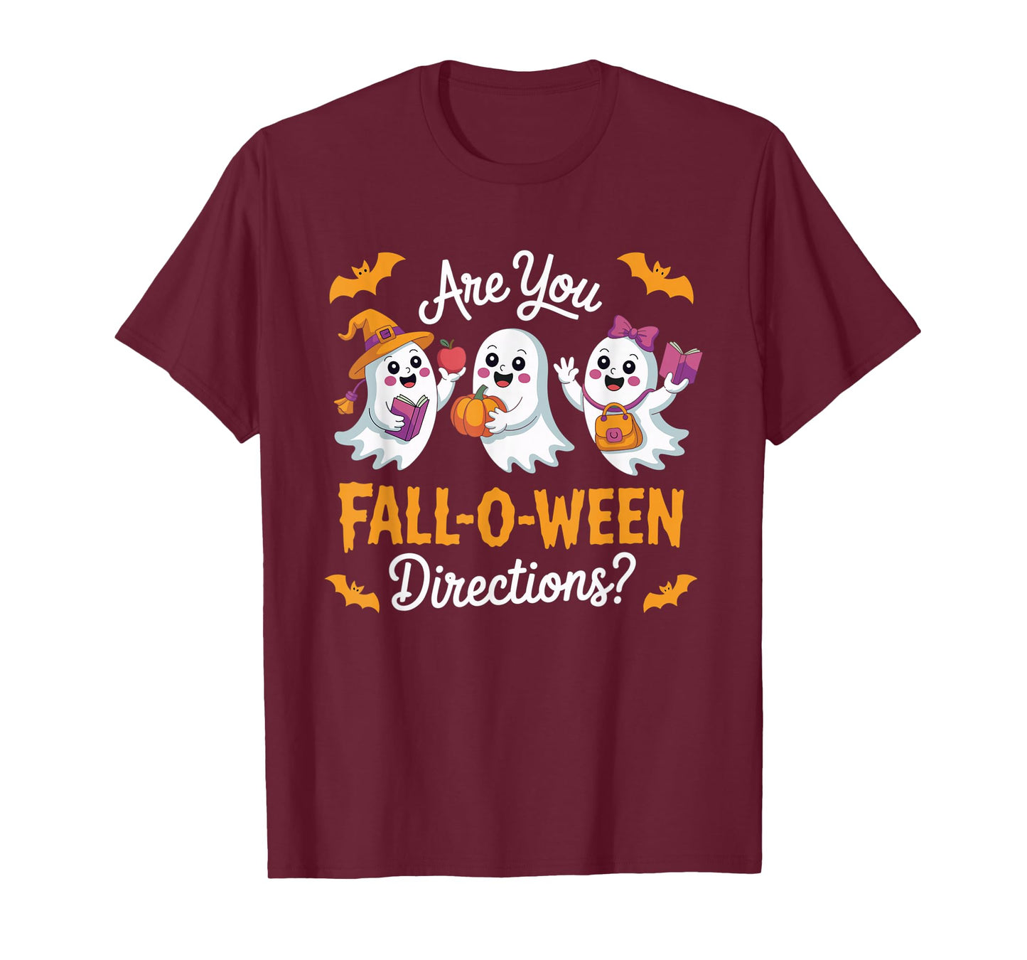 Fall-O-Ween Directions Funny Halloween Teacher Ghost Joke T-Shirt