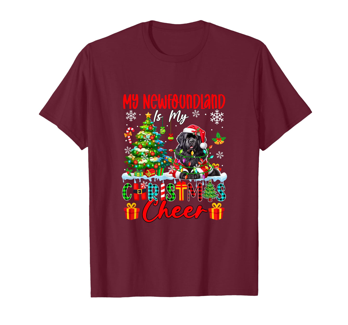 My Newfoundland is My Xmas Cheer Funny Santa Dog Owner Kids T-Shirt