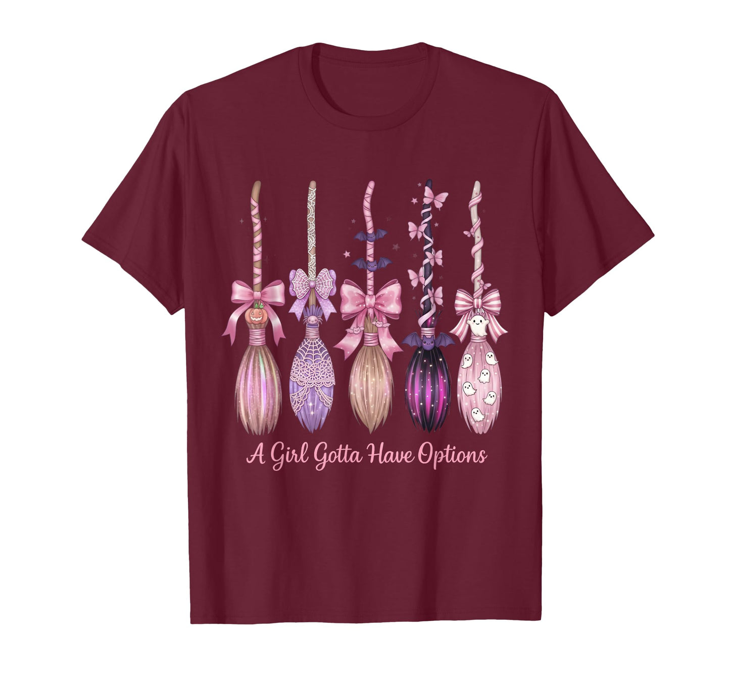 A Girl Gotta Have Options Witch Broom Halloween Retro Witchy T-Shirt