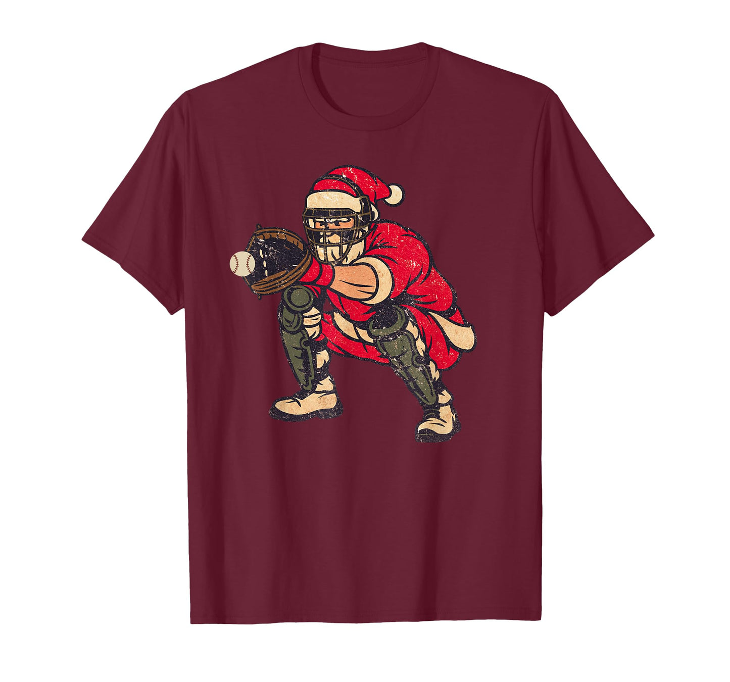 Santa Claus Playing Baseball Xmas Holiday Funny Christmas T-Shirt