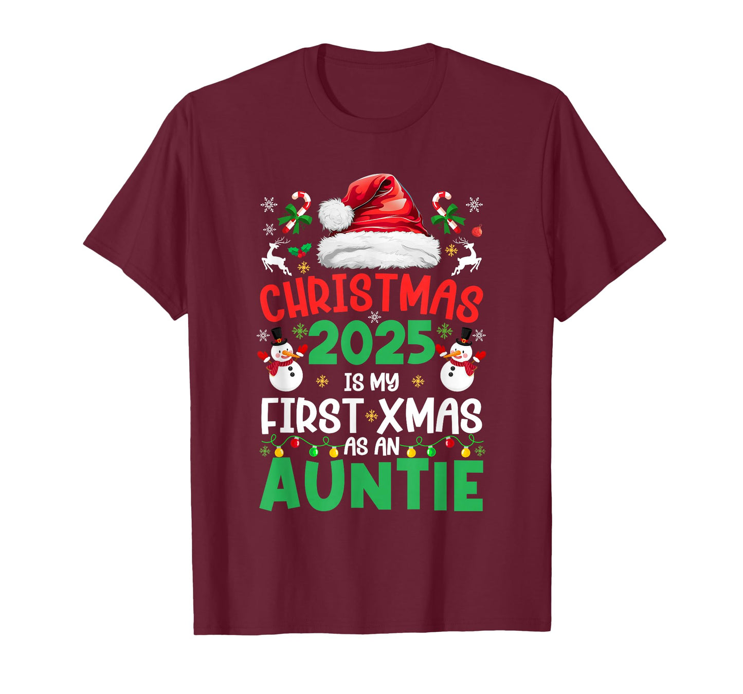 Funny Christmas 2025 is My First Xmas As an Auntie Family T-Shirt