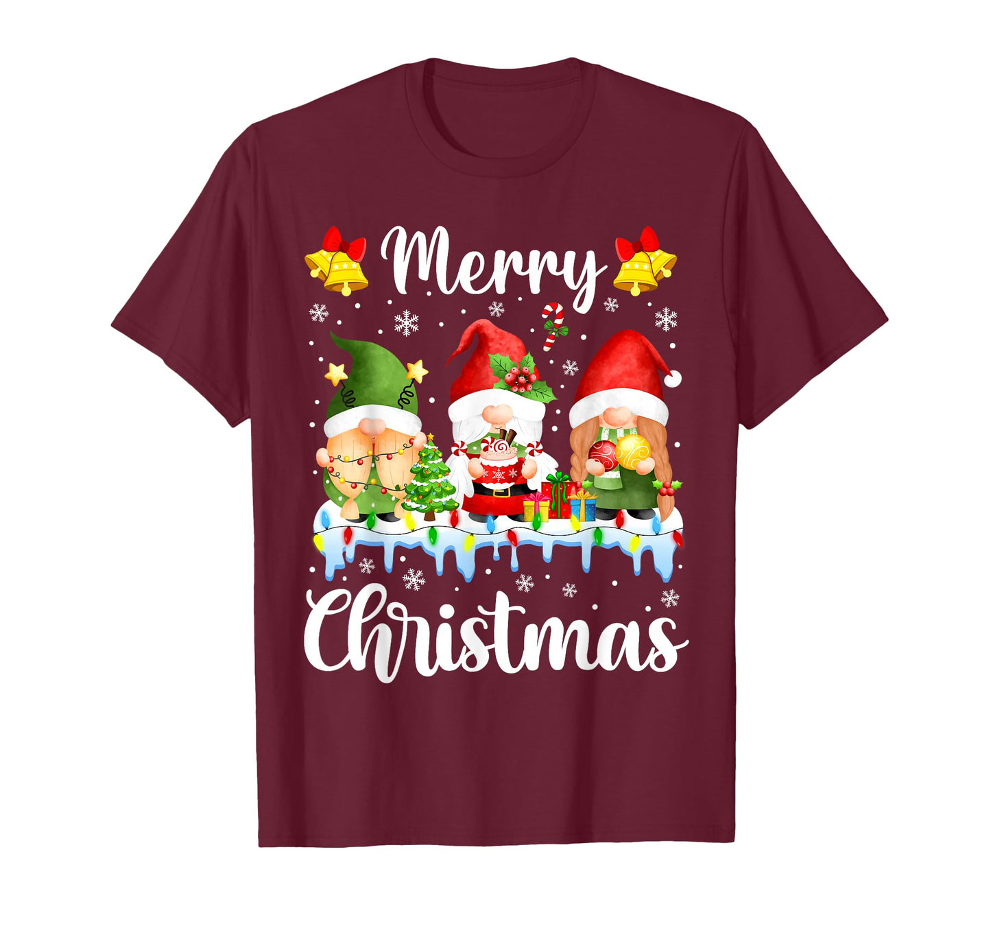 Merry Christmas Gnomes Santa Hat Xmas Family Men Women T-Shirt