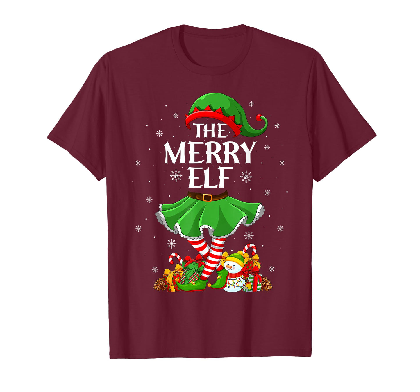 Merry Elf Christmas Family Elf Squad Xmas Girls Women T-Shirt