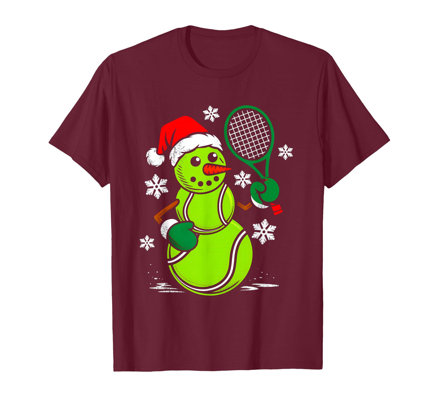 Tennis Santa Hat Snowman Xmas Funny Tennis Lover Christmas T-Shirt