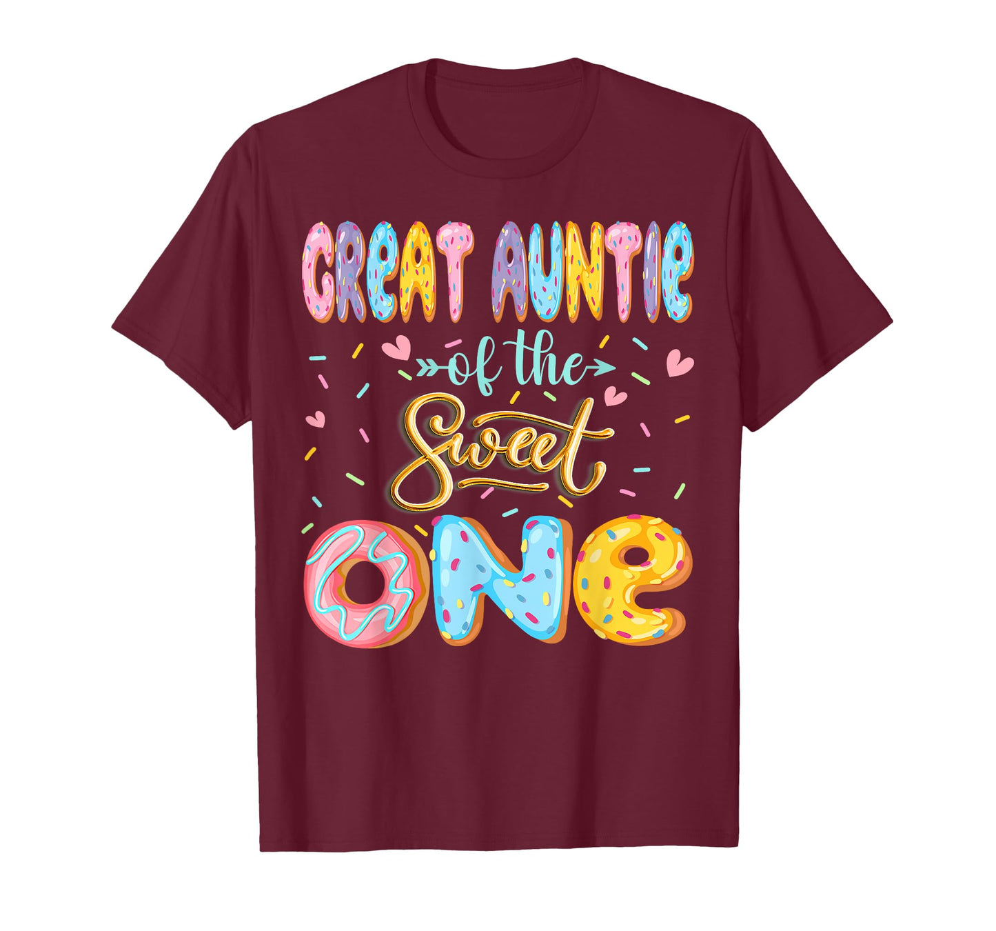 Great Auntie Of The Sweet One 1St Birthday Girl Donut Lover T-Shirt