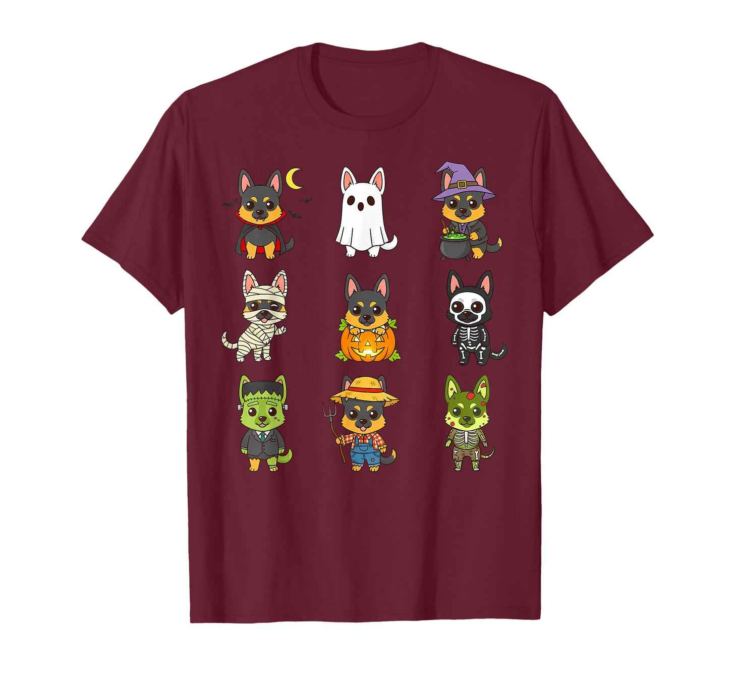 German Shepherd Puppy Spooky Halloween Monster Alsatian Dog T-Shirt