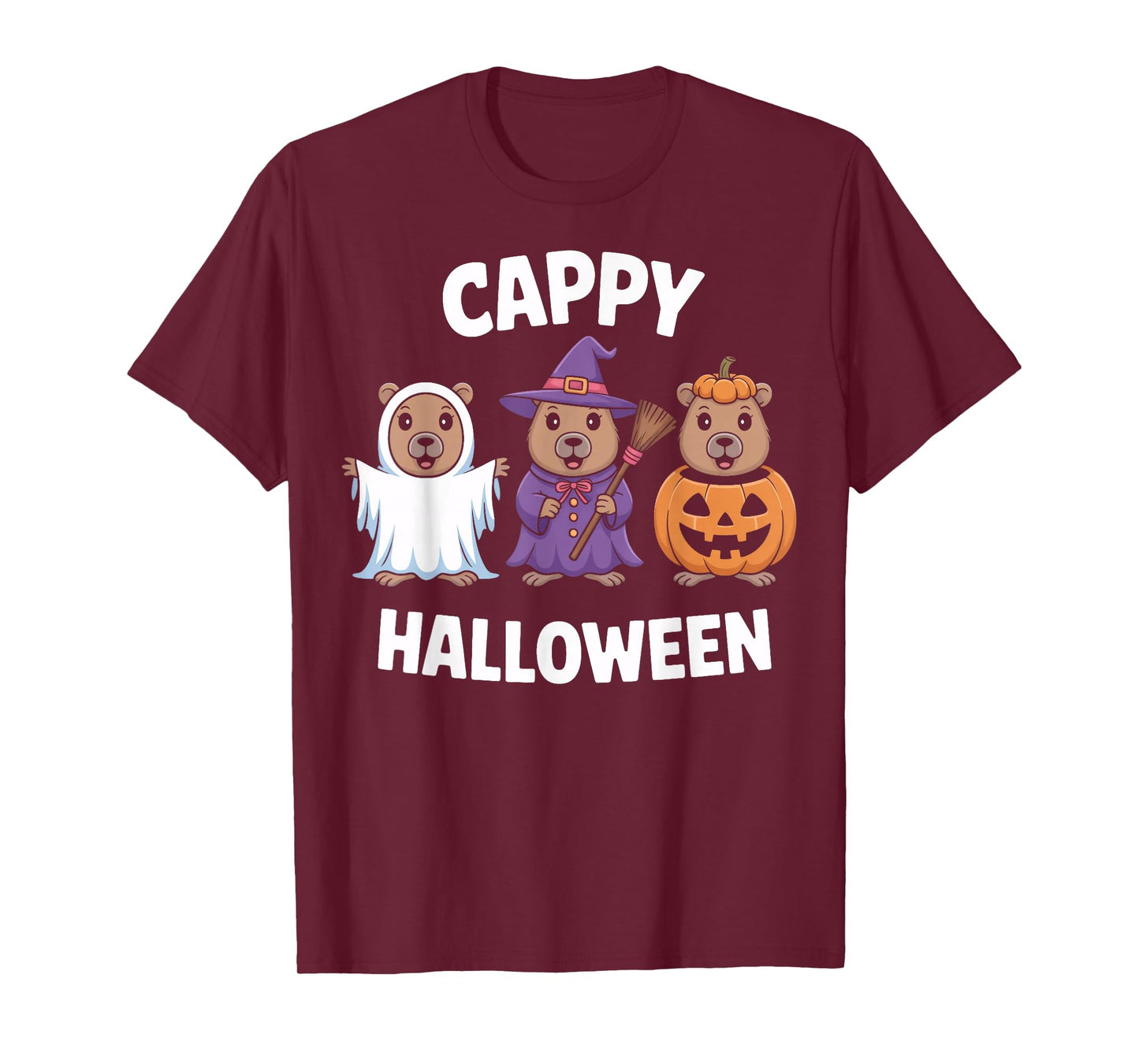 Cappy Halloween Capybara Animal Pumpkin Witch Humor Fans T-Shirt