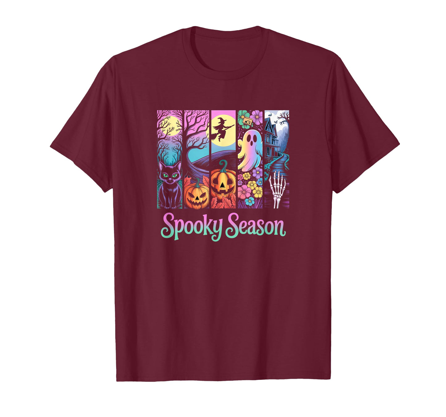 Spooky Season Halloween Graphic Tee with Ghosts and Pumpkins T-Shirt