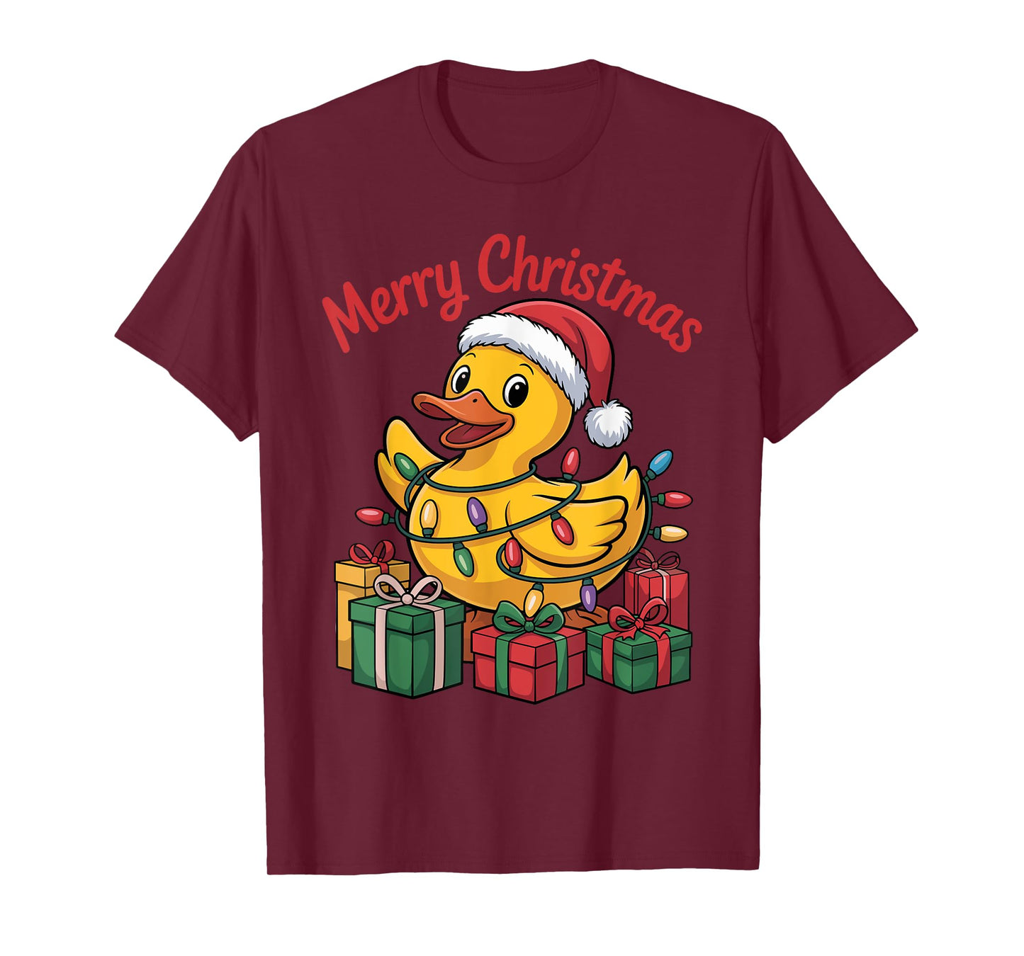 Rubber Duck Santa Hat Animals Lovers Ugly Christmas Pajamas T-Shirt