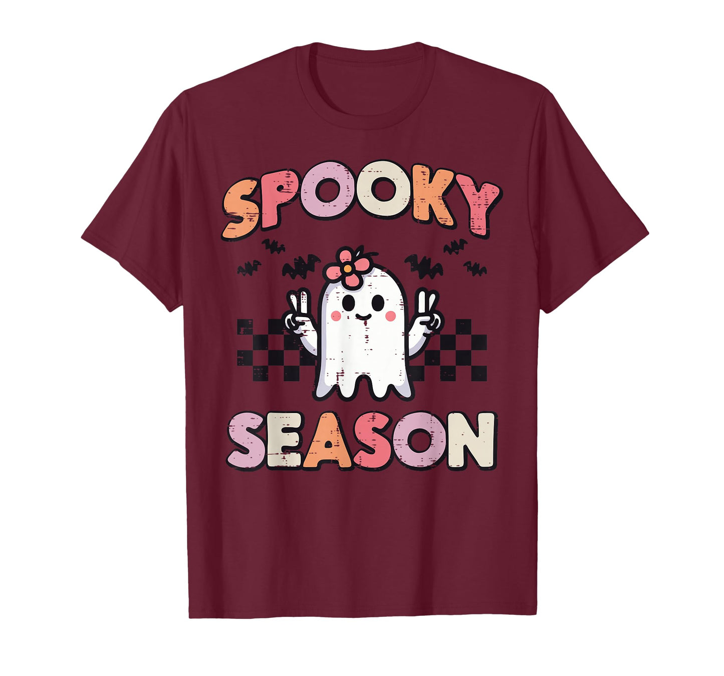 Halloween Ghost Peace Spooky Season Costume Girls Kids Women T-Shirt
