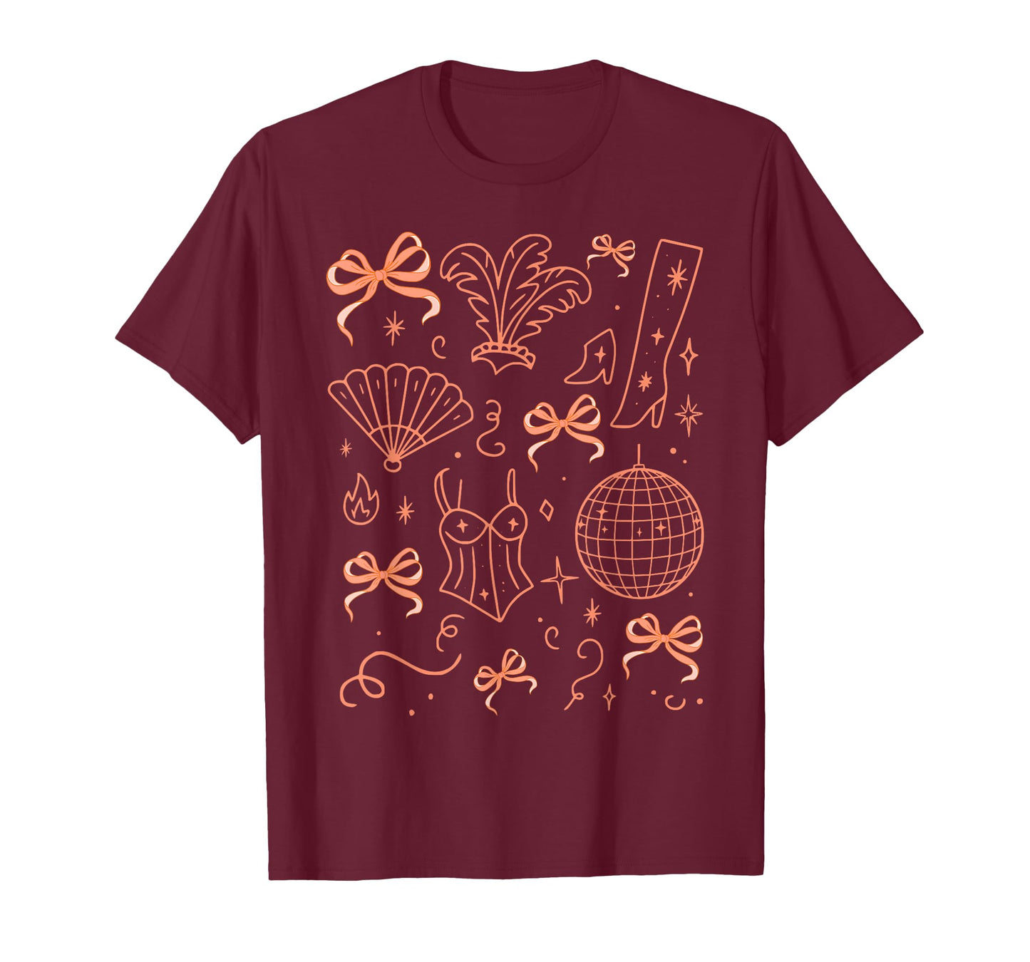 Vintage Disco Ball Aesthetic Coquette Bow Party T-Shirt