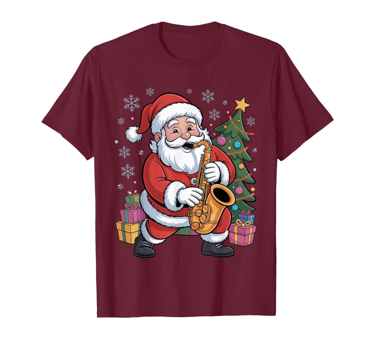 Funny Santa Playing Saxophone Holiday Chrismas Xmas Pajama T-Shirt