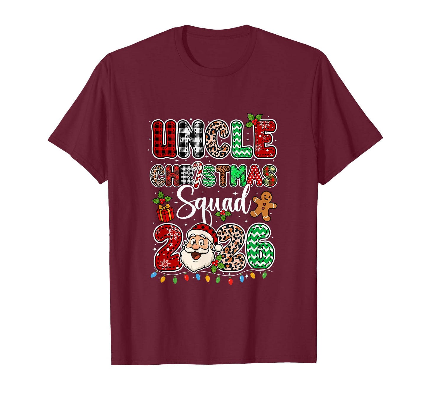 Uncle Christmas Crew 2026 Leopard Funny Santa Family Group T-Shirt