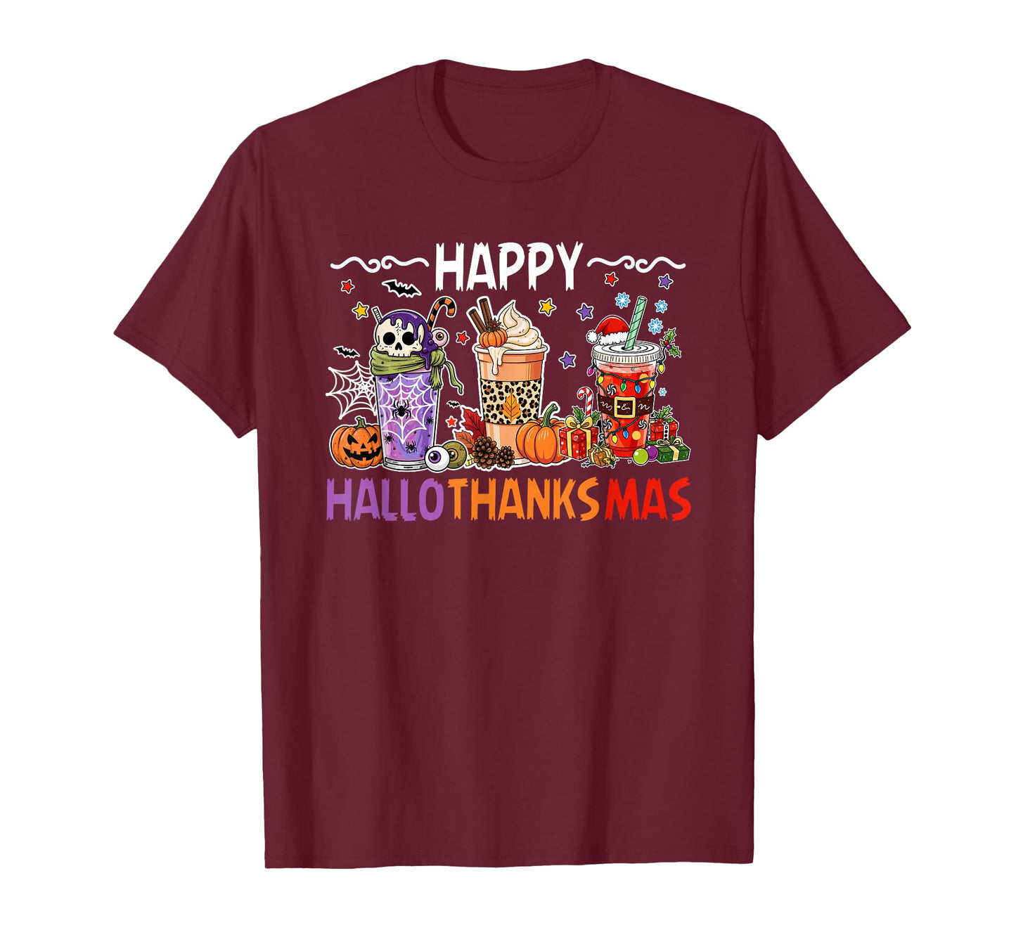 Halloween Thanksgiving Happy Season Coffee Hallothanksmas T-Shirt