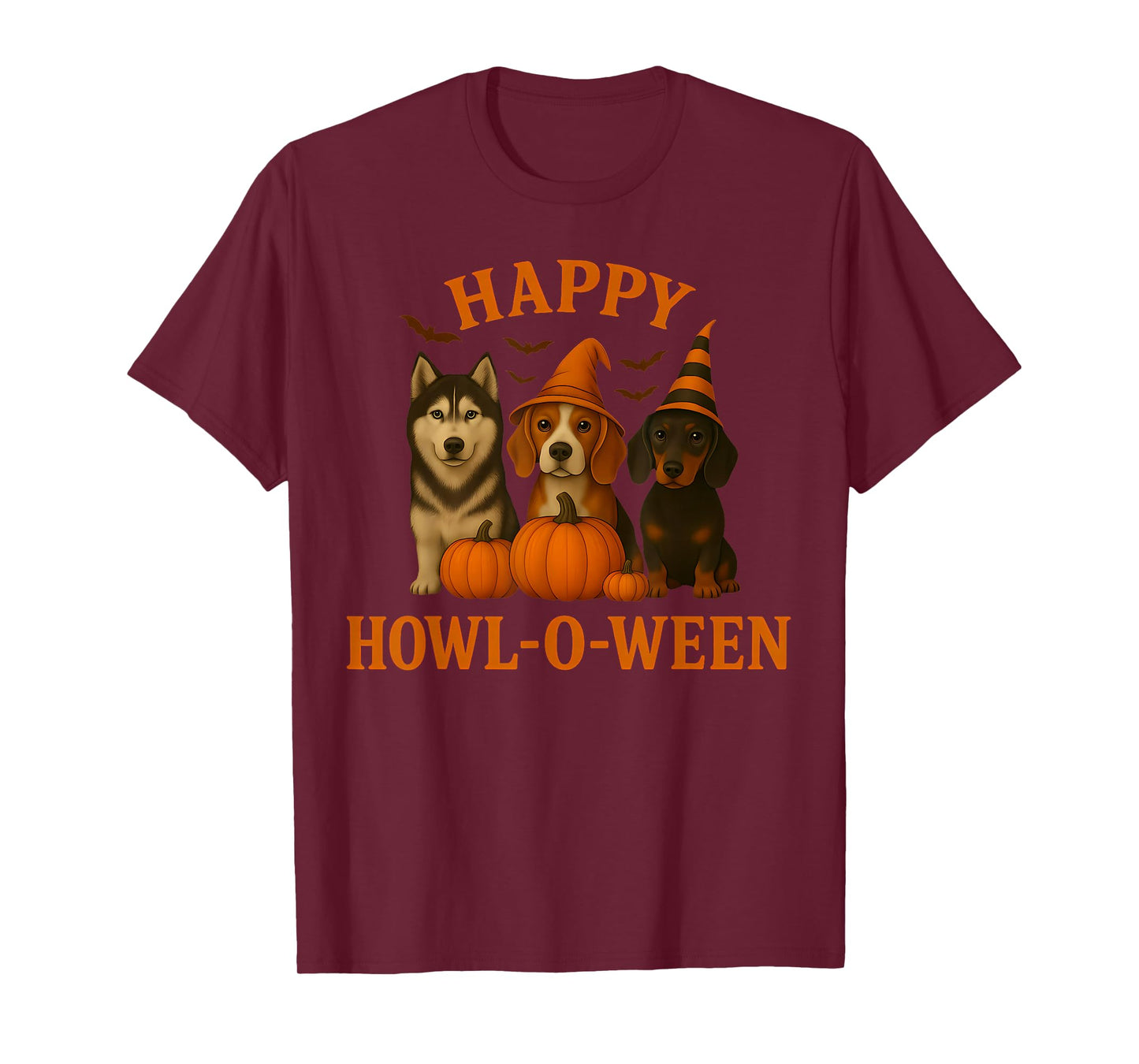 Happy Howl-O-Ween Wiener Dog Pumpkin Halloween T-Shirt