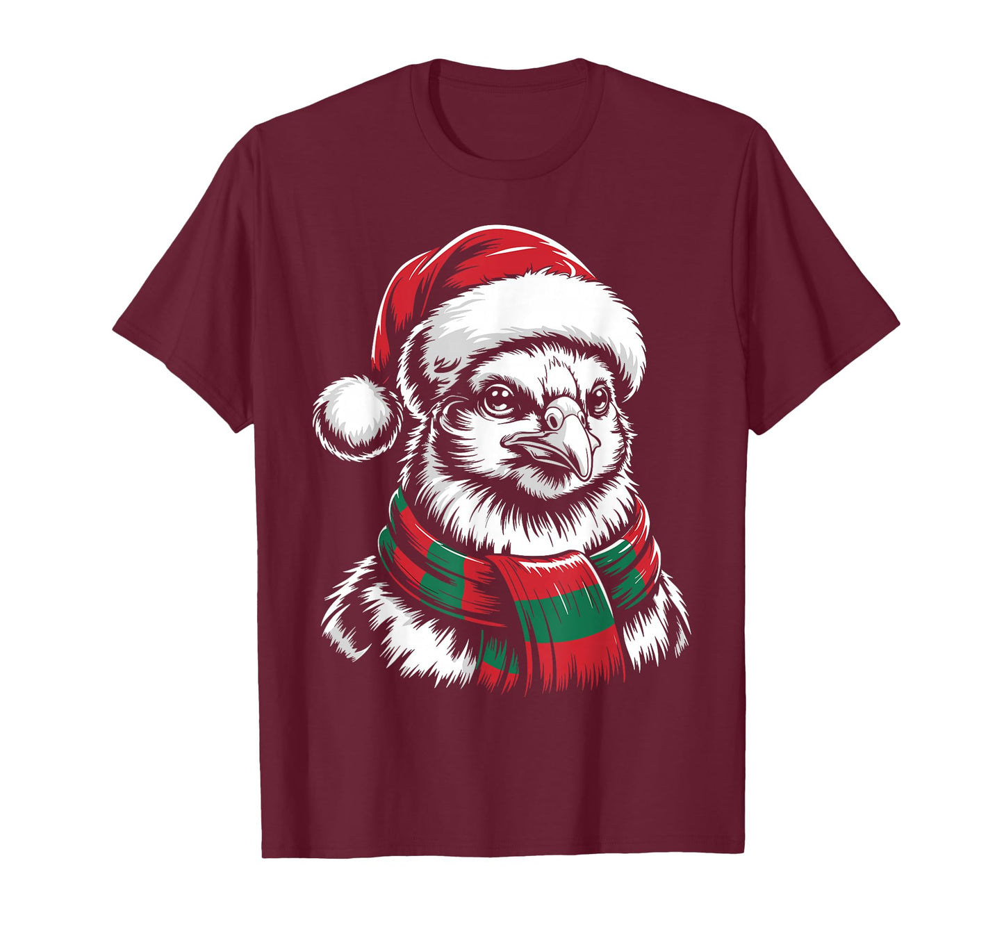 Chicken Xmas Santa Hat Scarf Christmas Costume T-Shirt