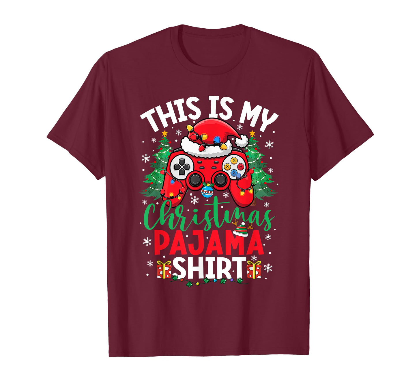 This is My Christmas Pajama Shirt Santa Hat Video Game Gamer T-Shirt