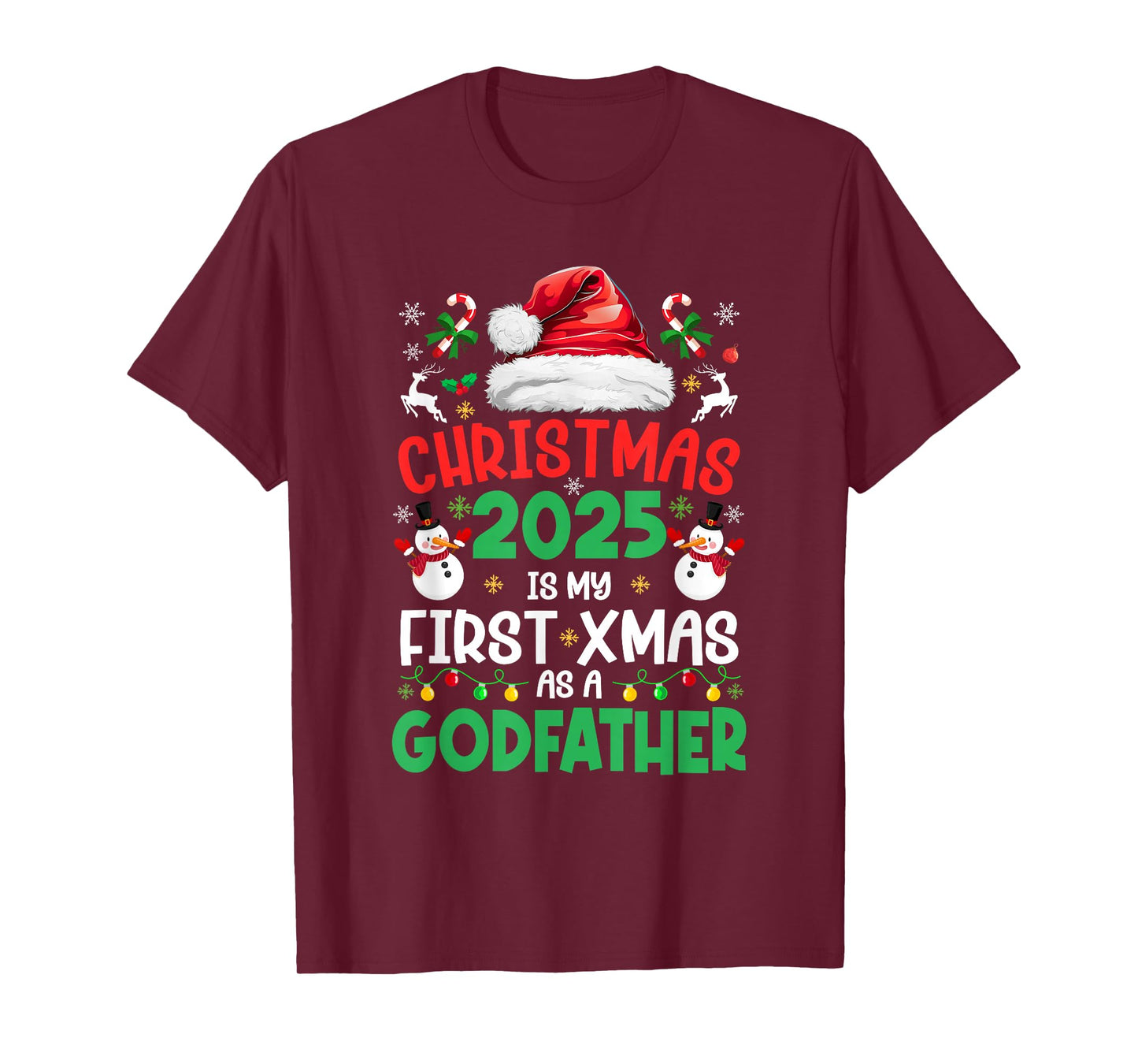 Funny Christmas 2025 is My First Xmas As A Godfather Family T-Shirt