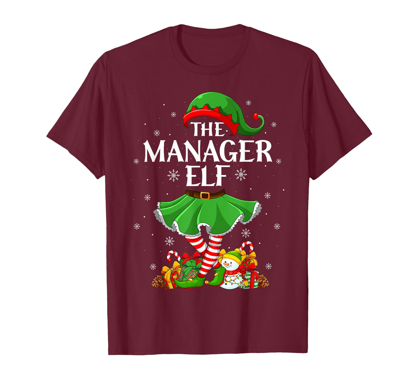Manager Elf Christmas Family Elf Squad Xmas Girls Women T-Shirt