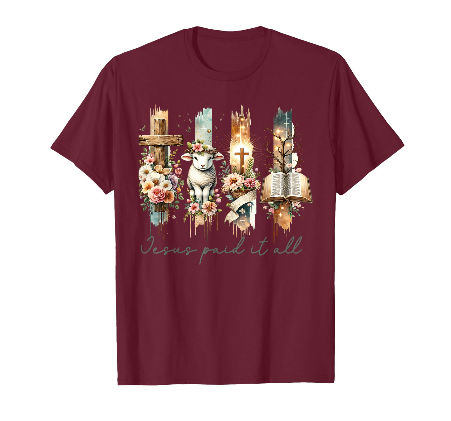 Jesus Paid It All Christian Cross Vintage Religious Easter T-Shirt