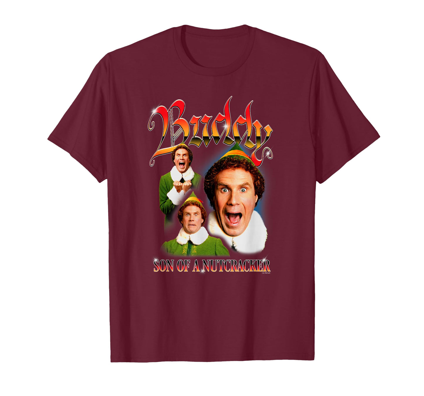 Elf Christmas Buddy Son of A Nutcracker Y2K Style Portrait T-Shirt