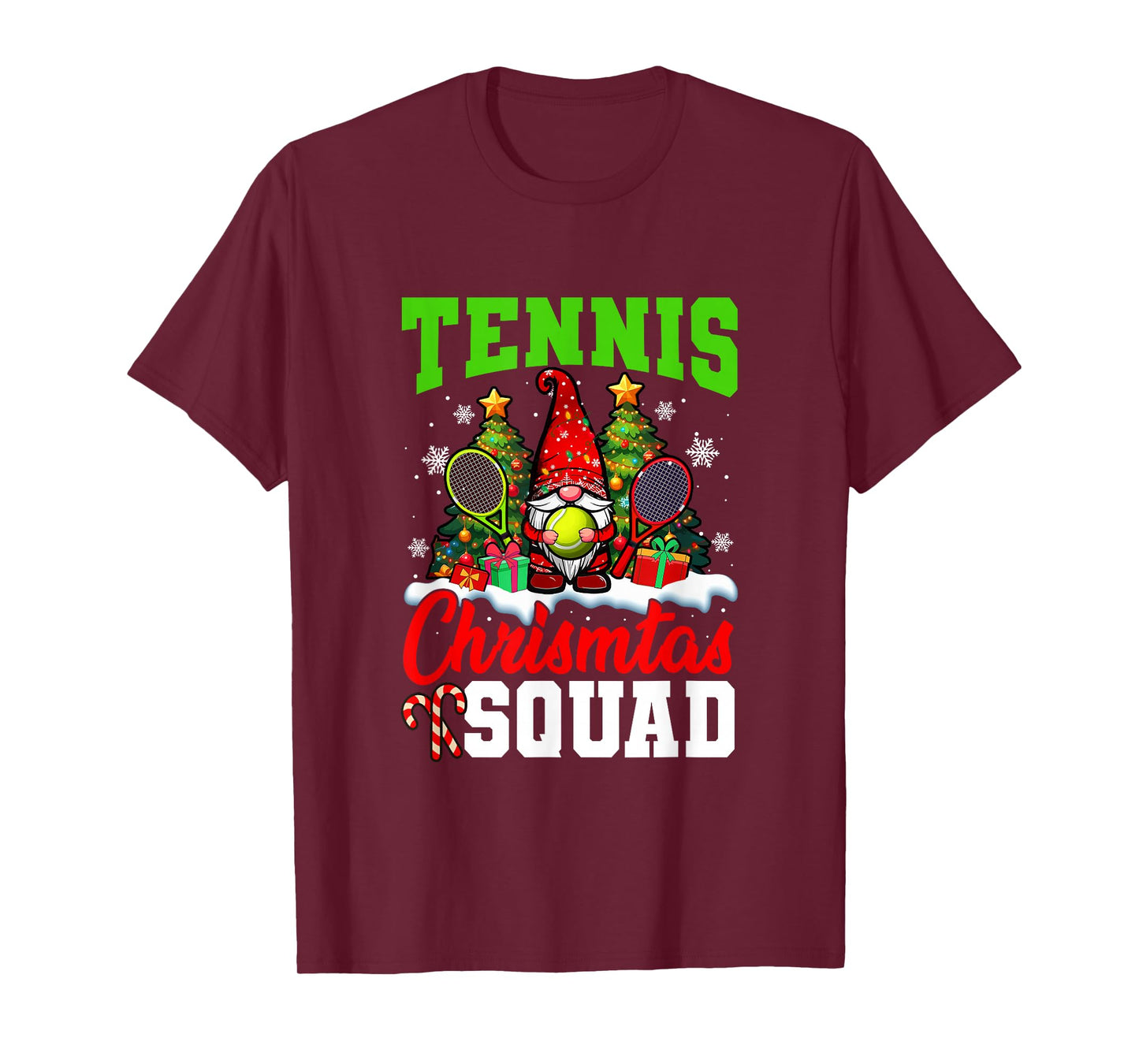 Tennis Christmas Squad Player Costume Gnome Lover Kids T-Shirt