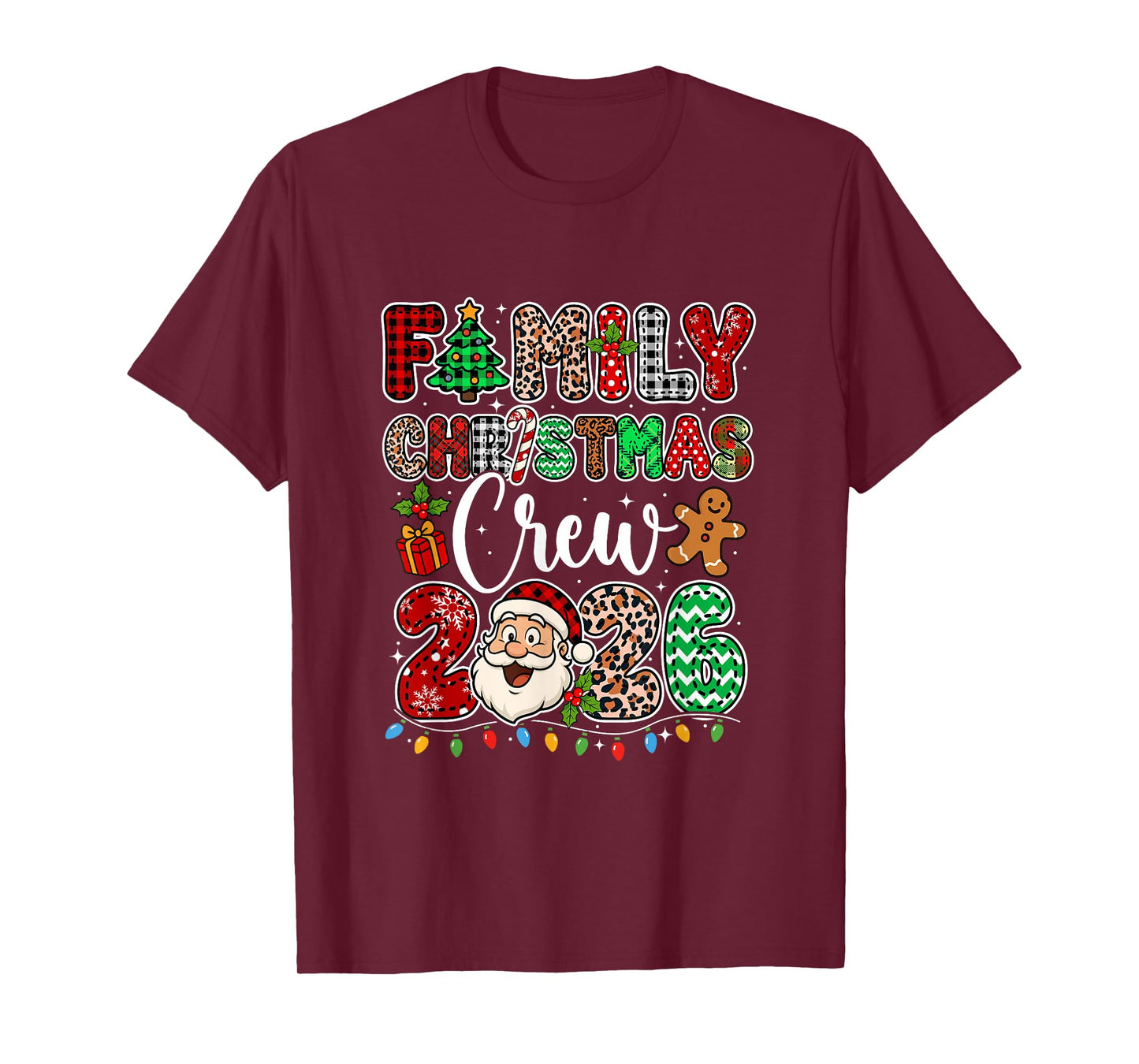 Family Christmas Crew 2026 Leopard Funny Santa Family Kids T-Shirt