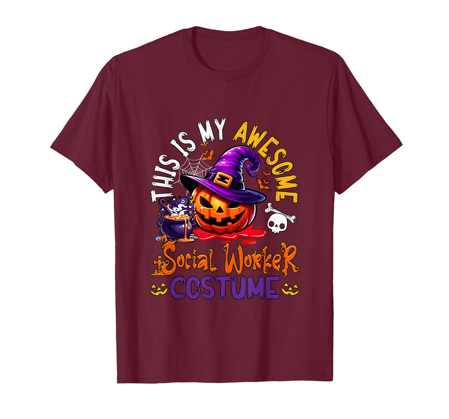 My Awesome Social Worker Costume Witch Carved Pumpkin T-Shirt