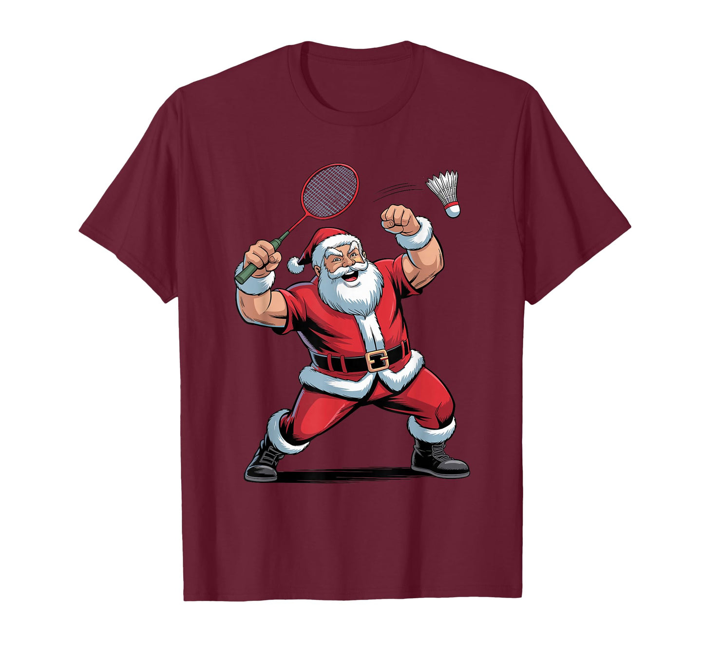 Santa Playing Badminton Funny Holiday Christmas Xmas Pajama T-Shirt