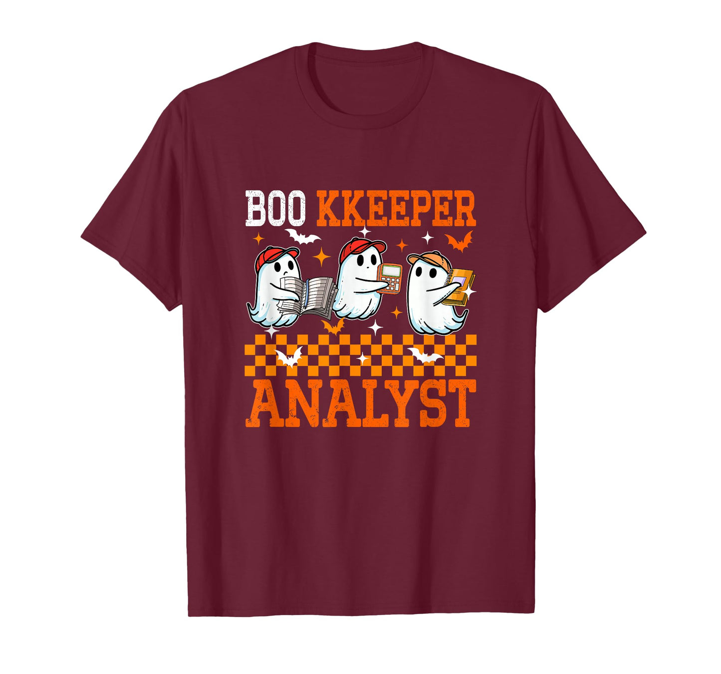 Boo Kkeeper Analyst Halloween Bookkeeper Three Cute Boos T-Shirt