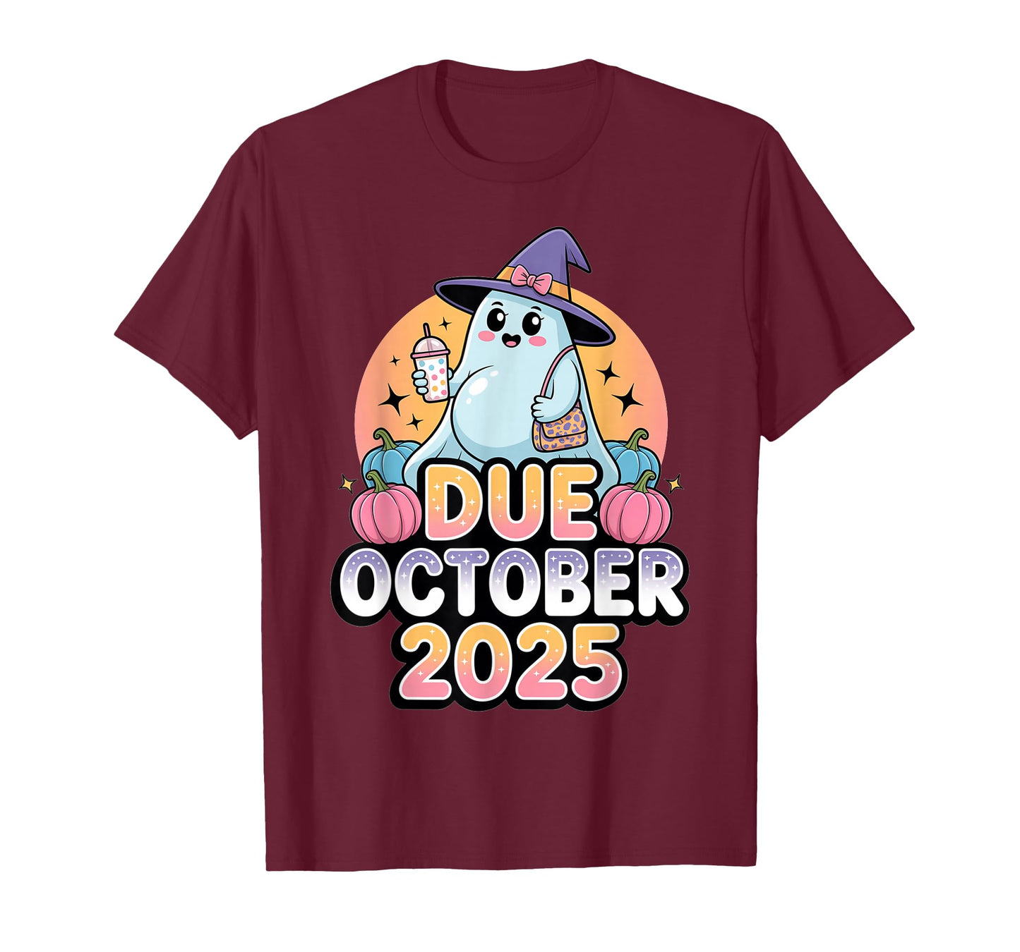 Halloween Pregnant Due October 2025 Mama Ghost Baby Mom T-Shirt