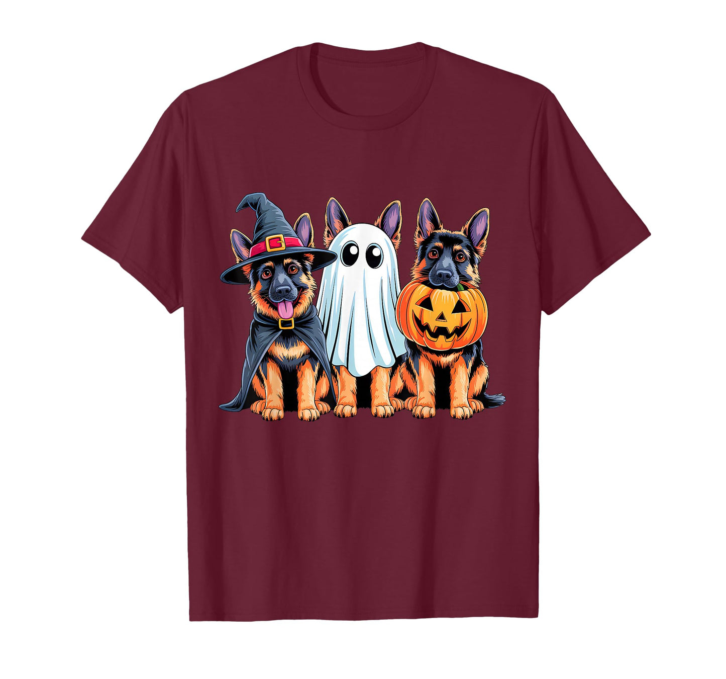 German Shepherd Halloween Funny Dog Lover Pumpkin Witch T-Shirt