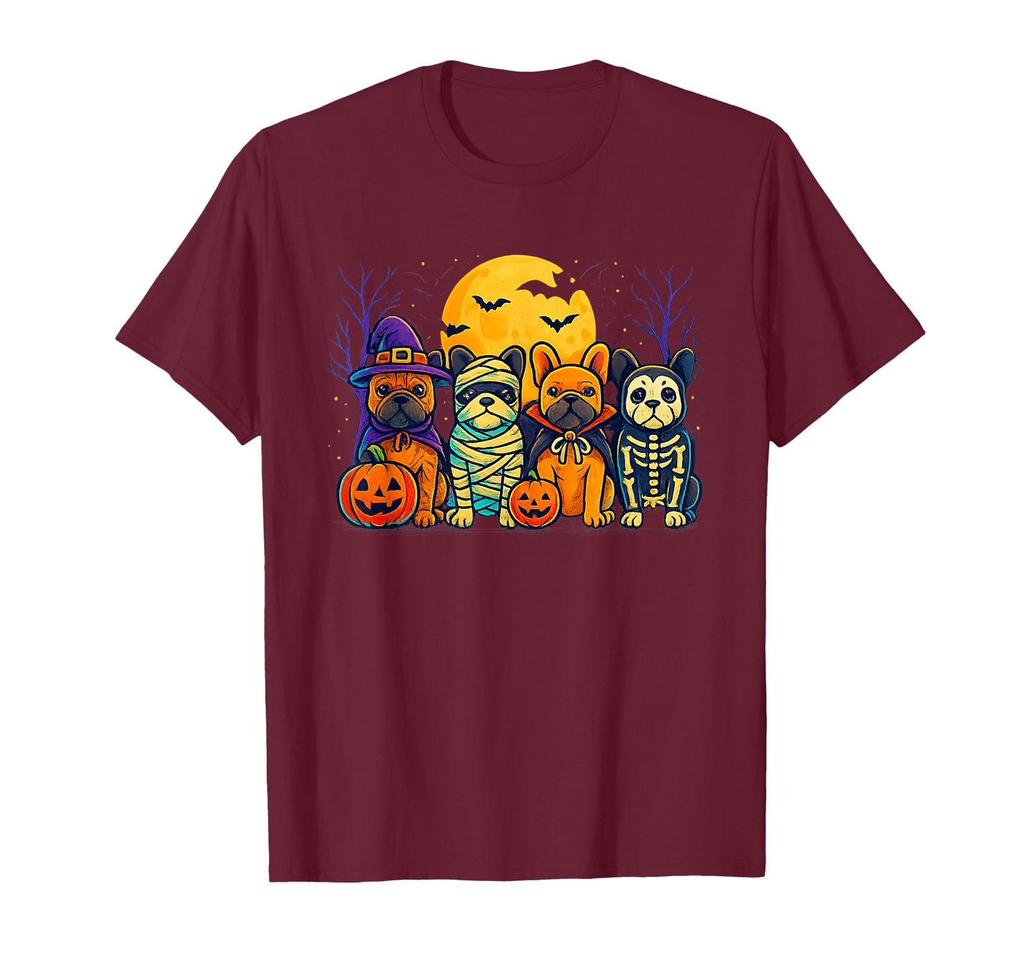 French Bulldog Ghost Witch Pumpkins Halloween Dog Costume T-Shirt