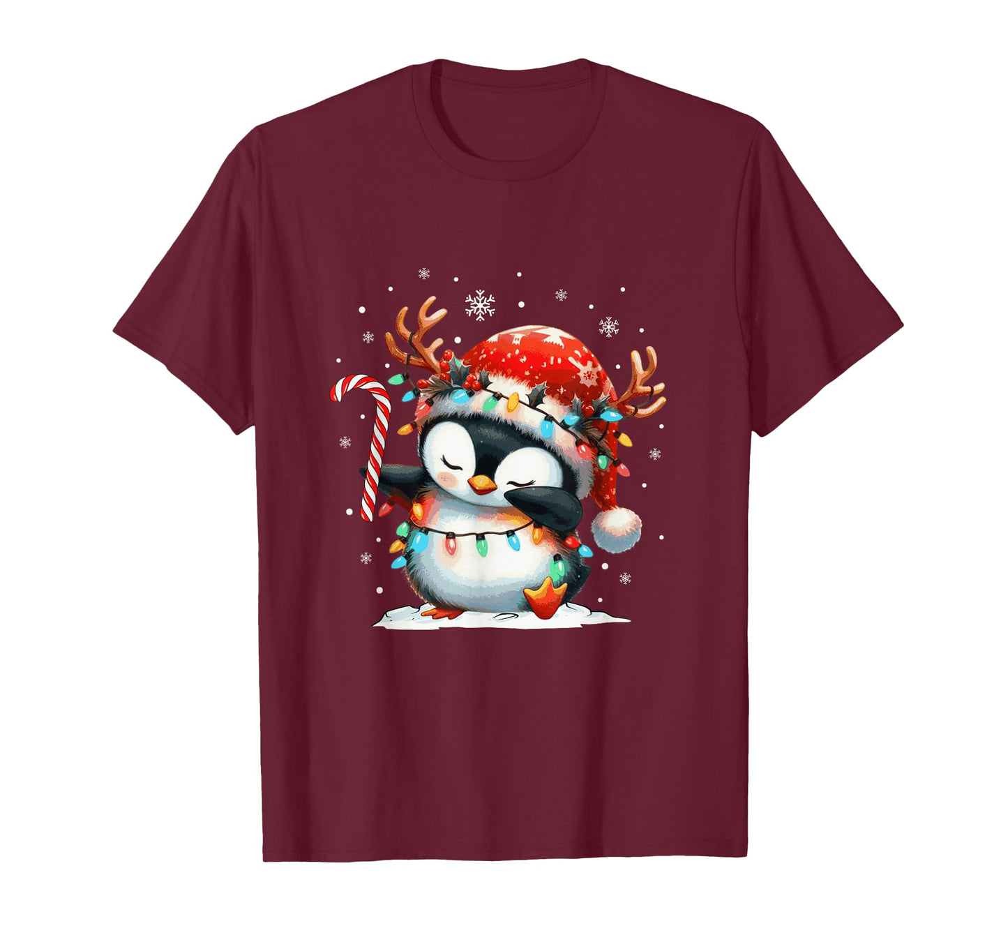 Penguin Christmas Xmas Lights Matching Boys Toddler Girls T-Shirt
