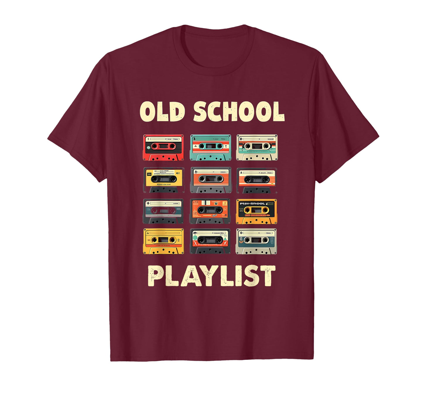 Old School Playlist Cassettes Vintage Mix Tapes Classic Fun T-Shirt