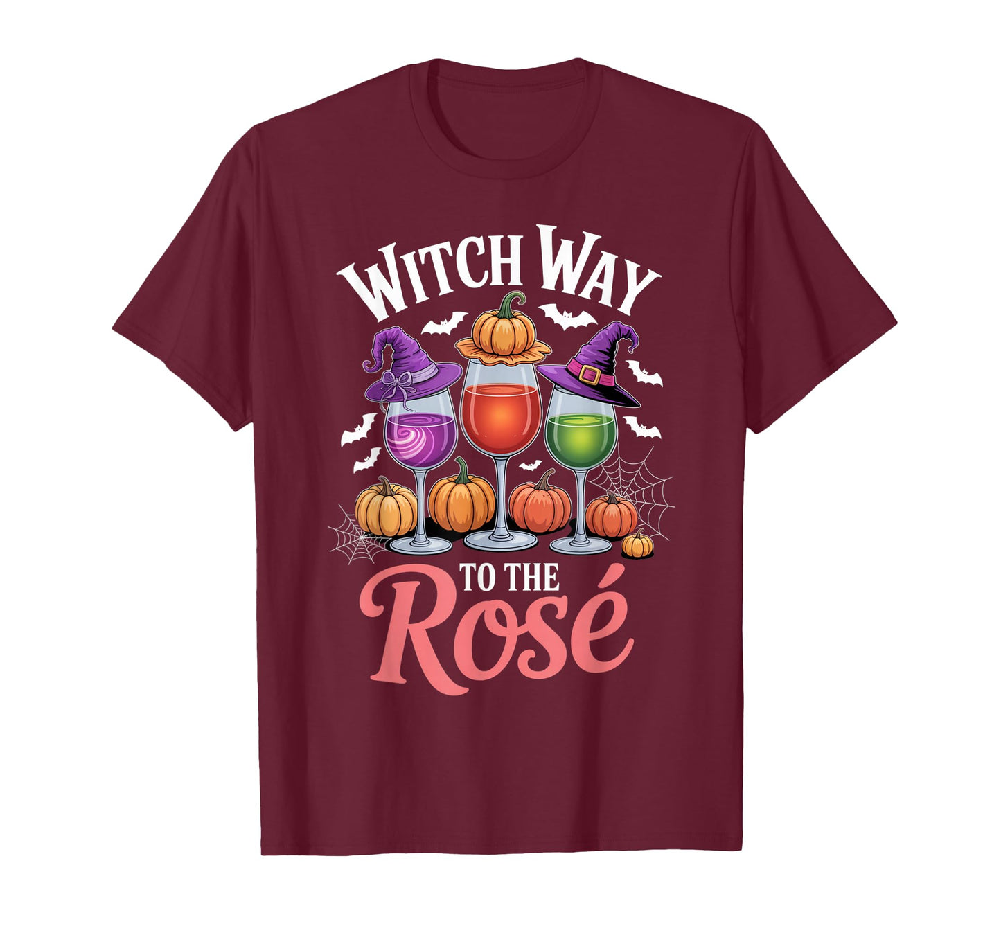 Witch Way to The Rosé Funny Halloween Wine Humor Outfit T-Shirt