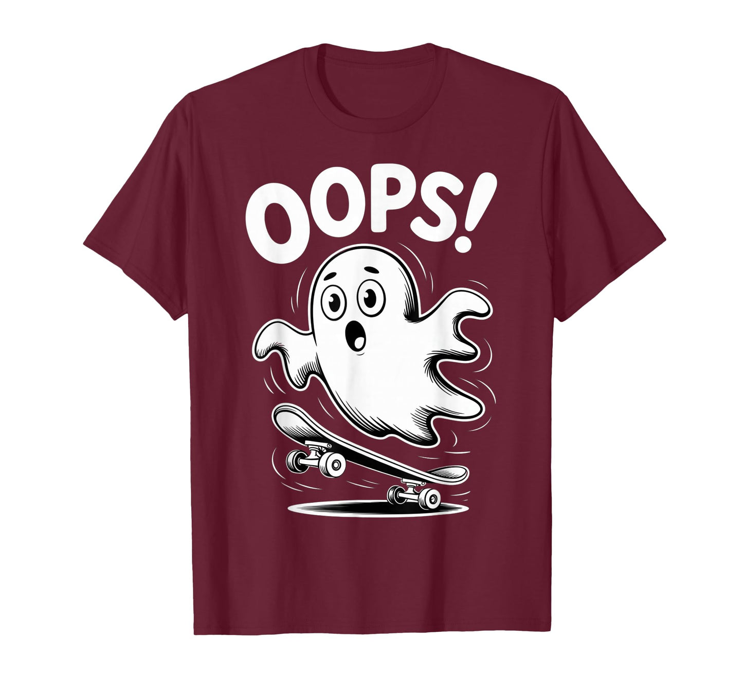 Funny Ghost On Skateboard Retro Halloween Costume Kids Boys T-Shirt