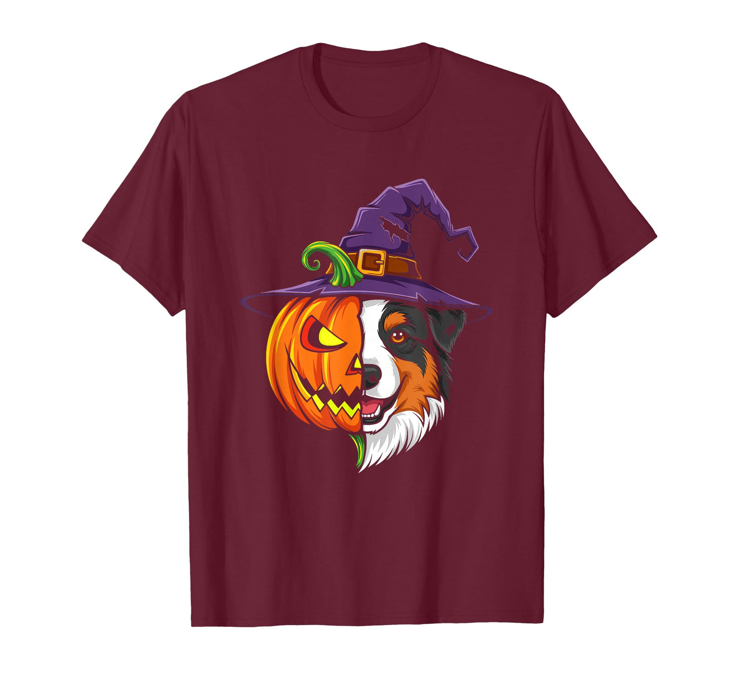 Australian Shepherd Dog Pumpkin Halloween Kids Mens Womens T-Shirt