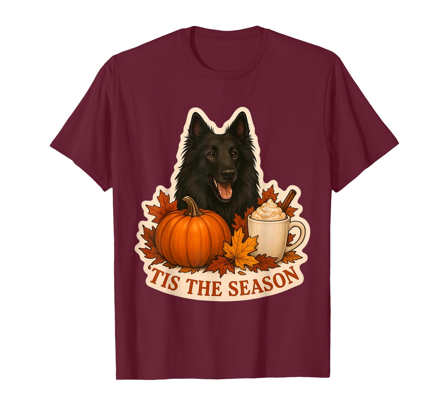 Tis The Season Belgian Sheepdog Dog Fall Autumn Pumpkin Cute T-Shirt