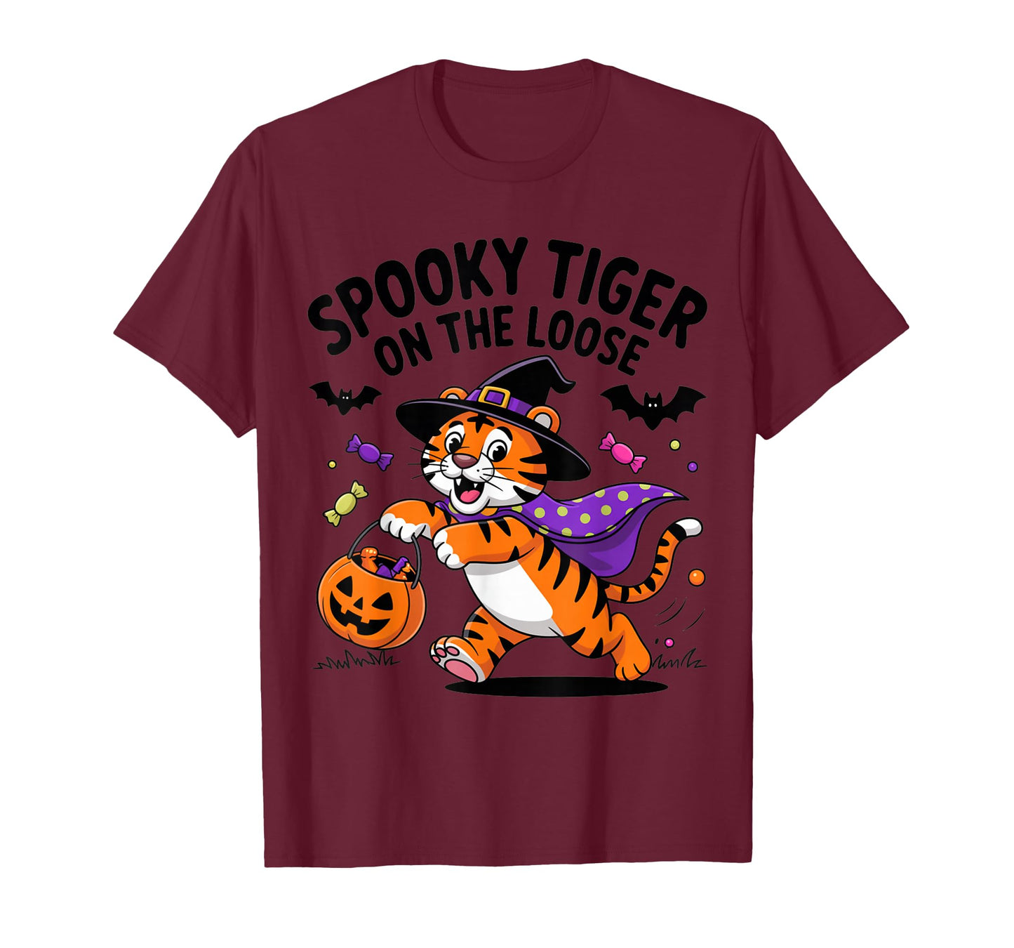 Spooky Tiger On The Loose Funny Halloween Costume T-Shirt