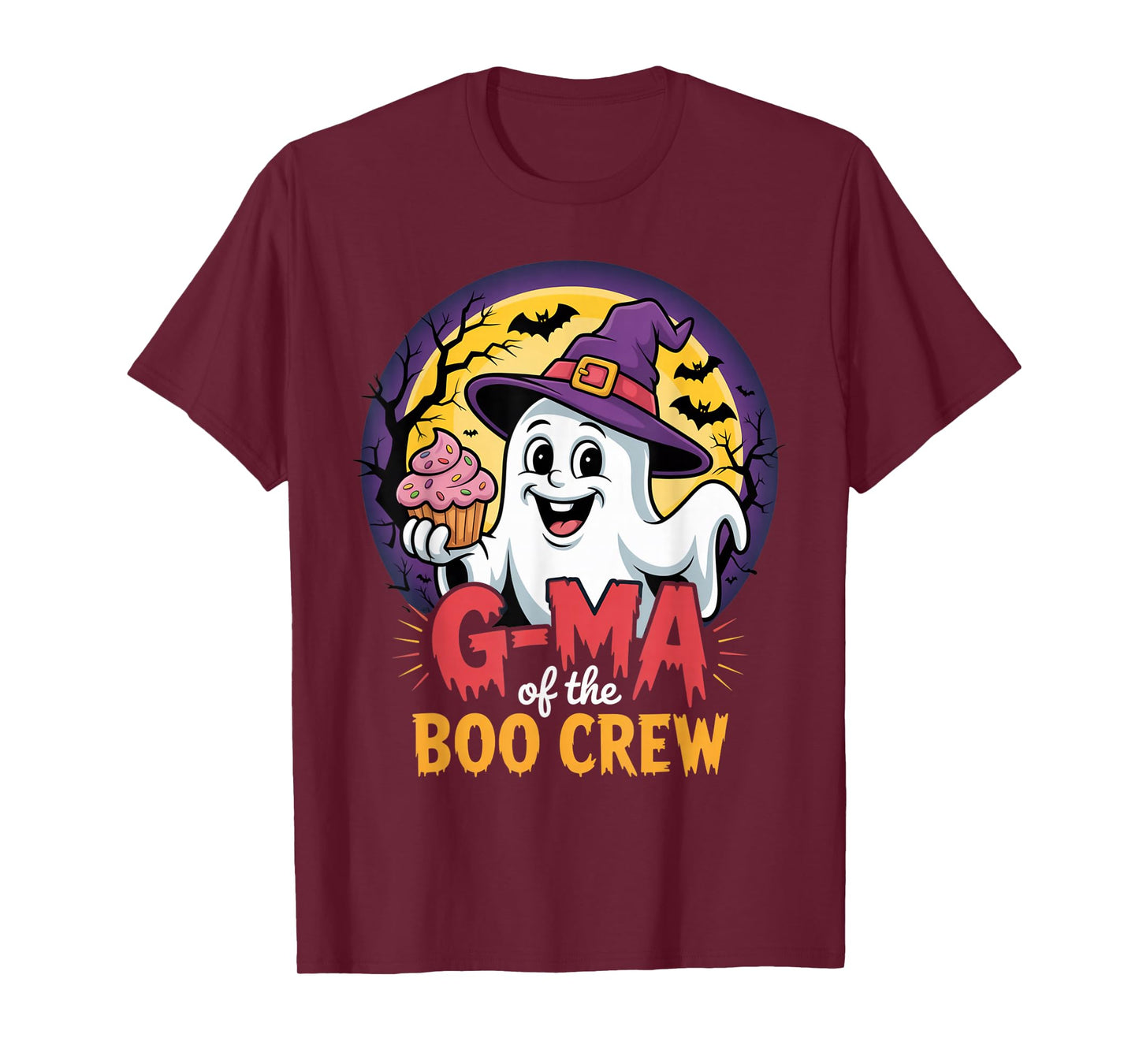 G-Ma of The Boo Crew Ghost Halloween Bats Cupcake Pumpkins T-Shirt