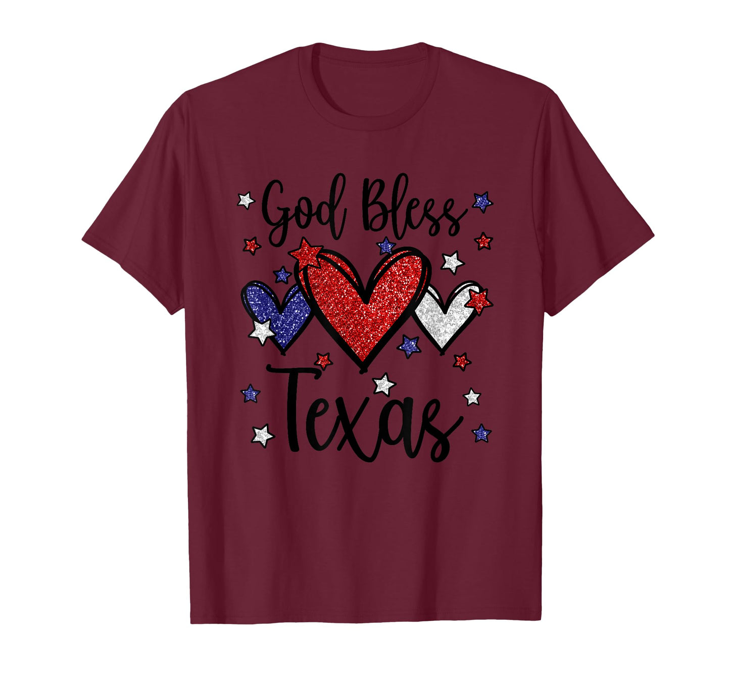 God Bless Texas Hearts For Patriotic Women & Fourth Of July T-Shirt