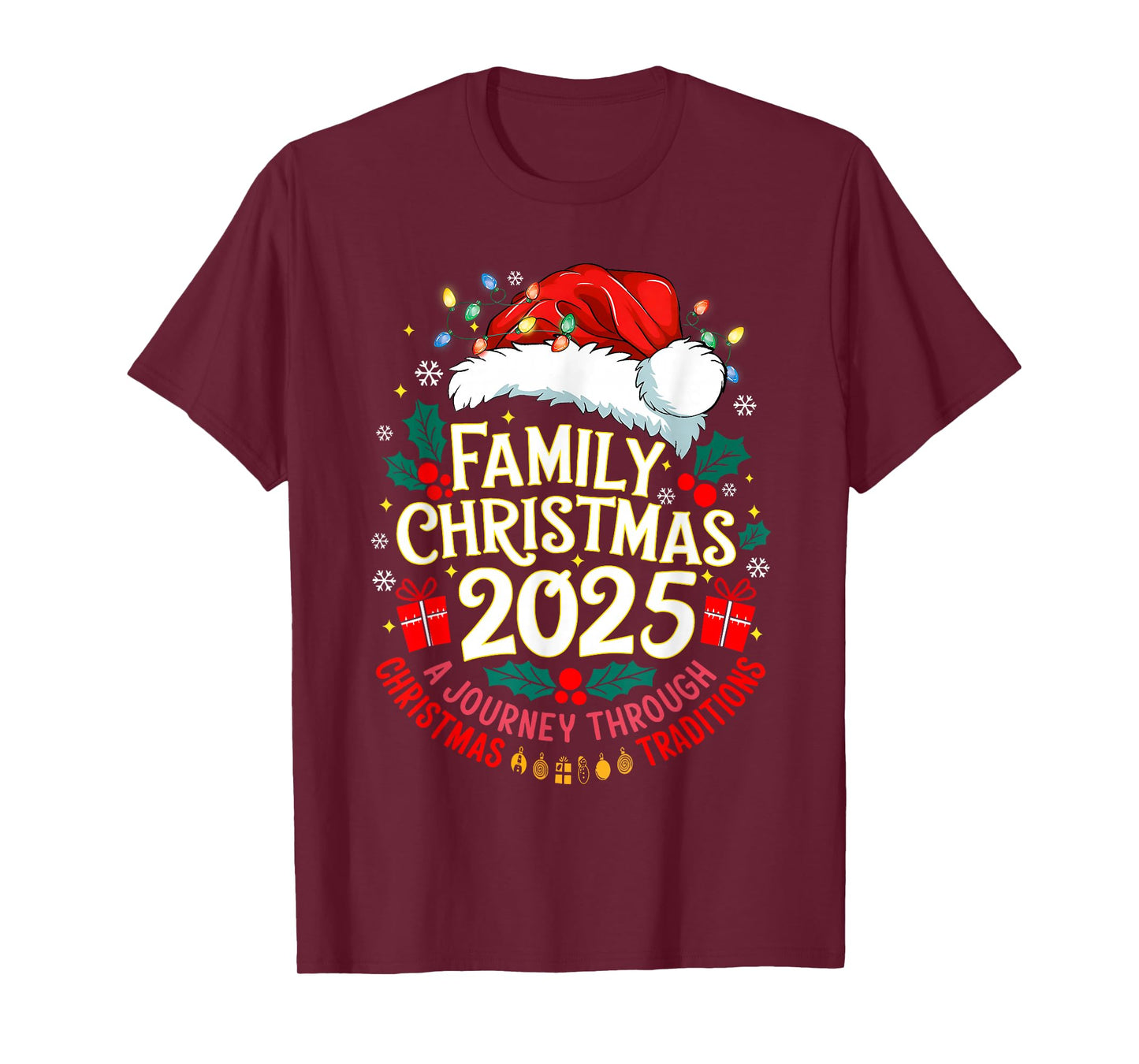 Family Christmas 2025 Santa Hat Pajamas Xmas Funny Holiday T-Shirt