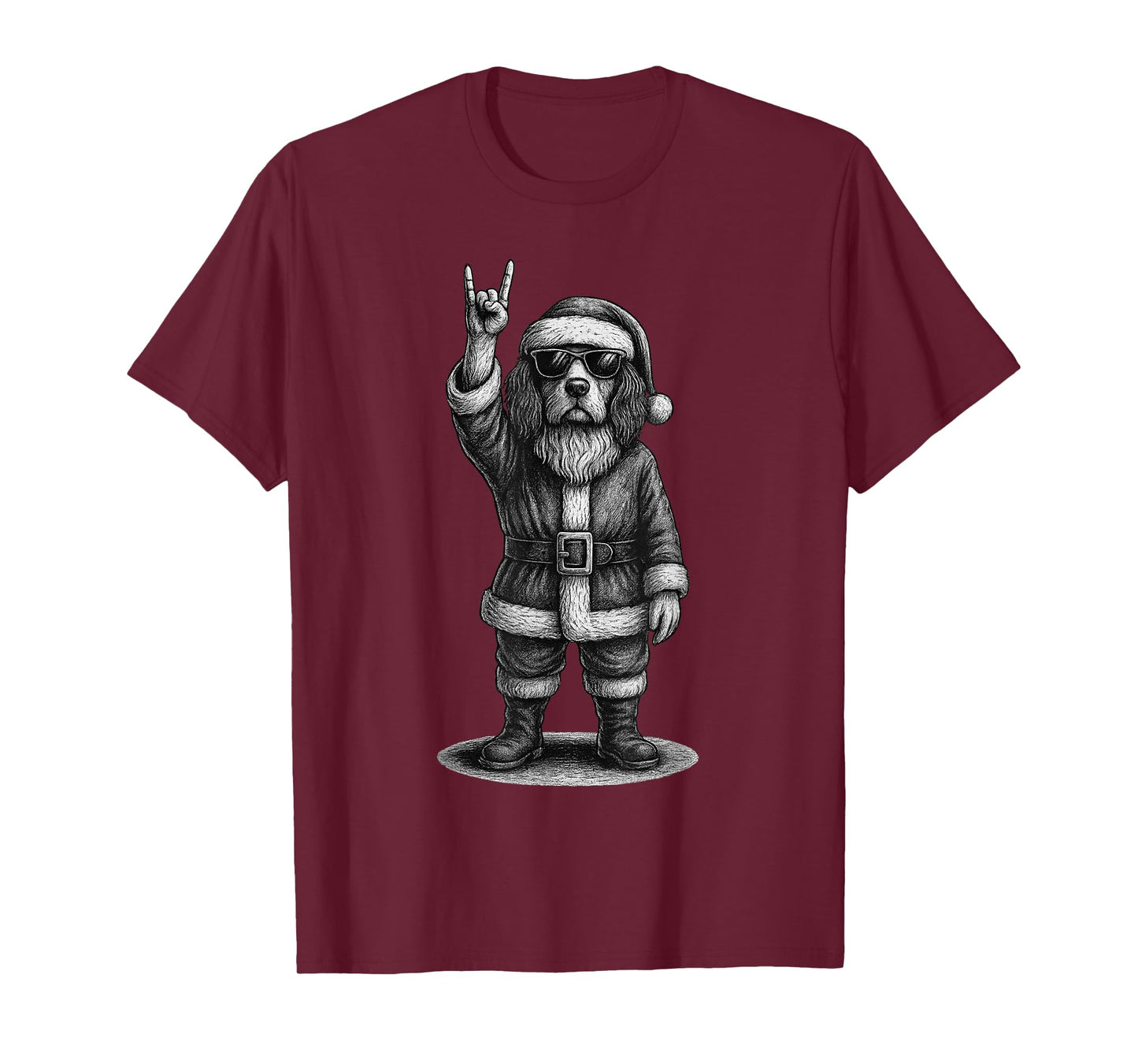 Brittany Spaniel Rock Music Christmas Dog Lover T-Shirt
