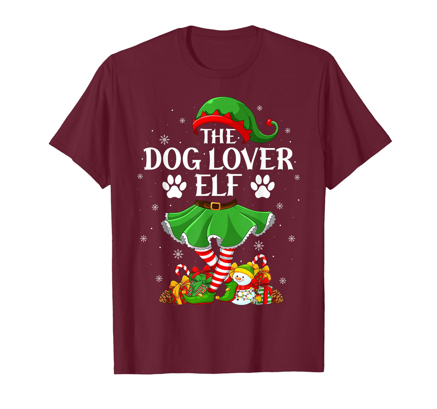 Dog Lover Elf Christmas Family Elf Squad Xmas Girls Women T-Shirt